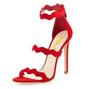 FSJ Hot Open Toe Strappy Heeled Sandal Suede Dress